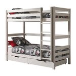 Paris Prix Lit Enfant Superposé Haut & 2 Tiroirs  Pino  90x200cm Blanc