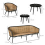 Voir la diapositive 3 : OUTSUNNY Salon de jardin 5 places 5 pièces style colonial tables gigognes coussins grand confort inclus résine tressée aspect rotin