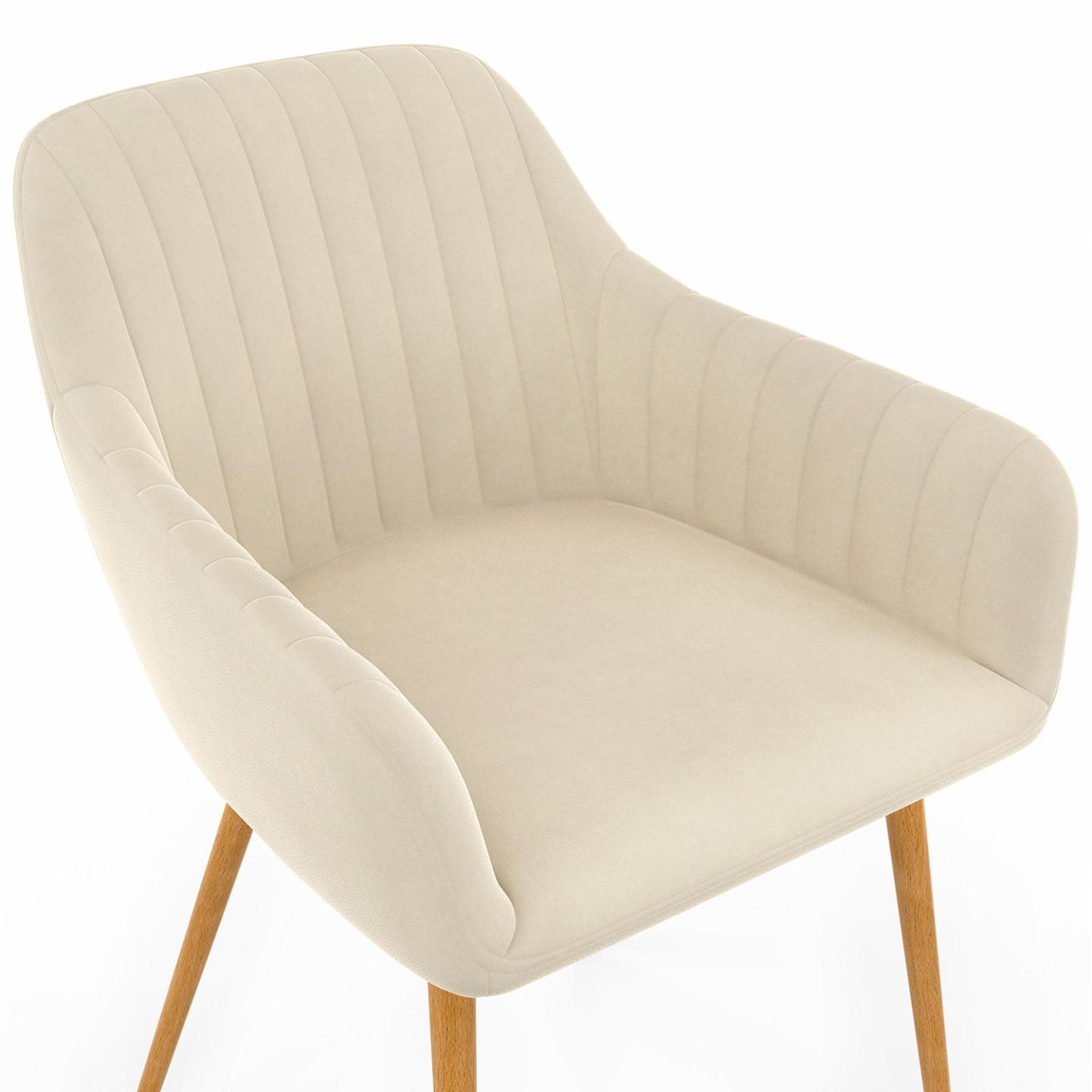Voir la diapositive 6 : ID MARKET Lot de 2 chaises de salle à manger, fauteuils de table jany matelassées velours beige pieds effet bois