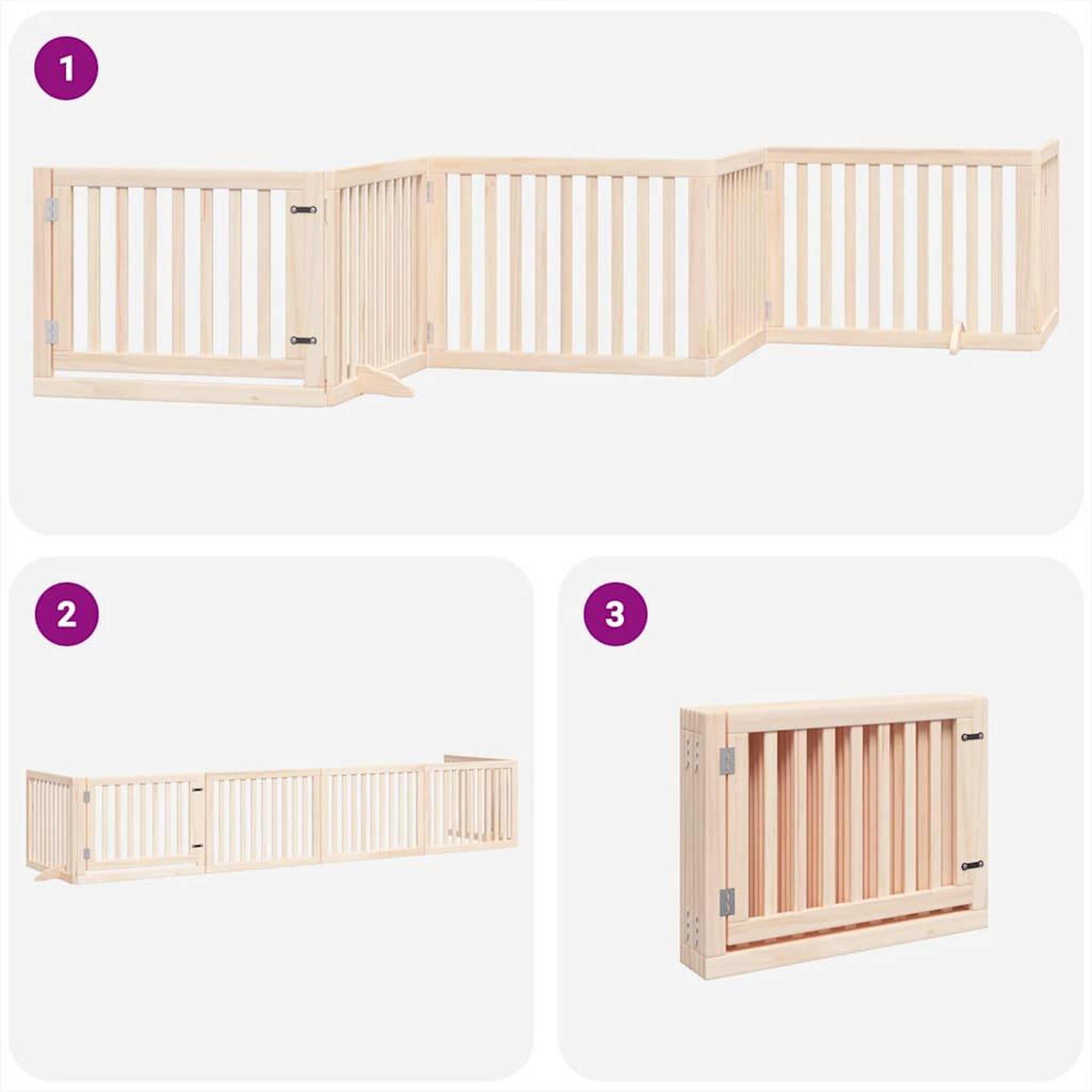 Voir la diapositive 5 : VIDAXL Barriere pour chien avec porte pliable 6 panneaux bois peuplier