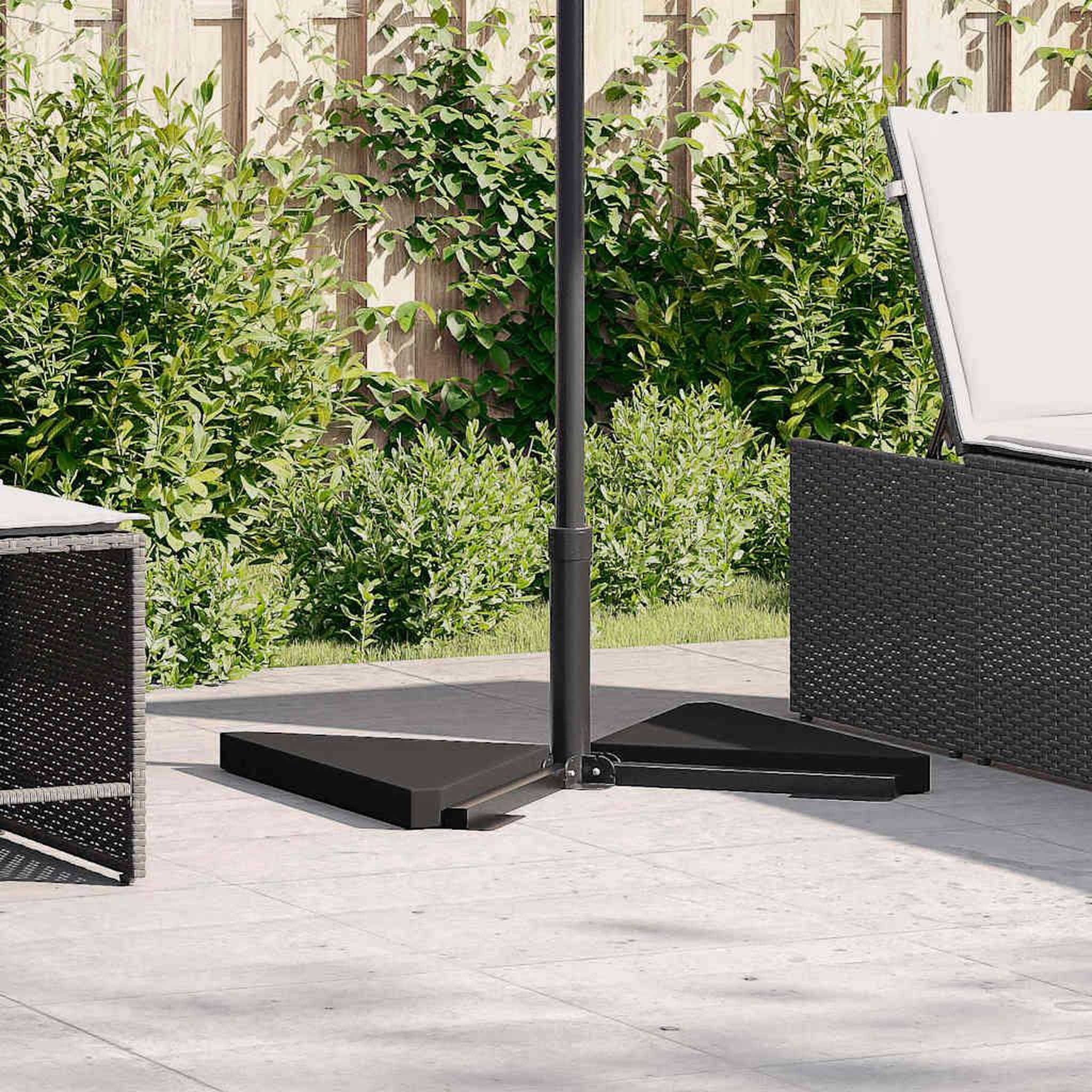 Voir la diapositive 4 : VIDAXL Plaques de poids de parasol 2 pcs triangulaire granit noir 14kg