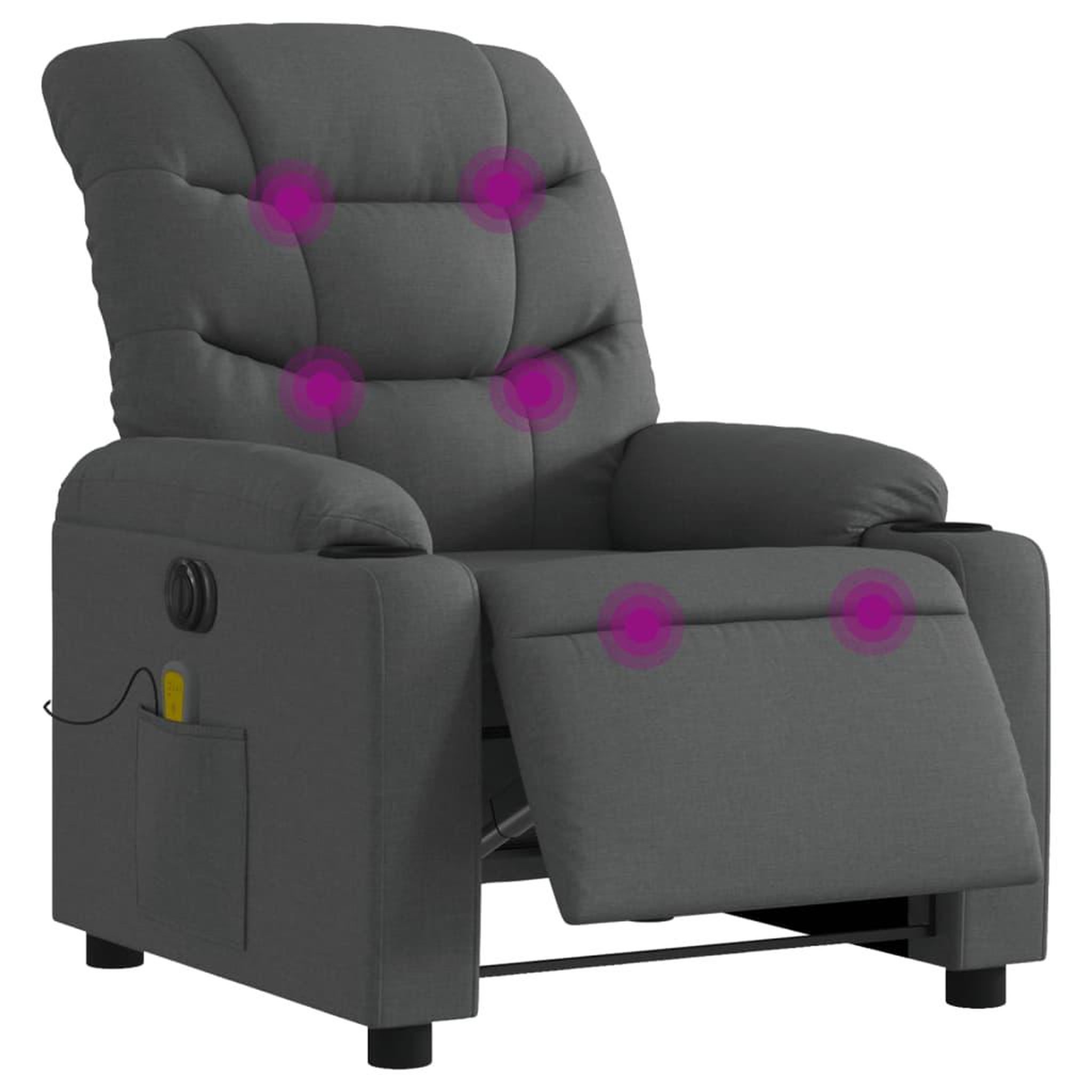 Voir la diapositive 3 : VIDAXL Fauteuil inclinable de massage electrique gris fonce tissu