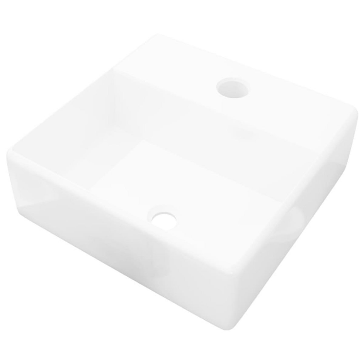 VIDAXL Lavabo carre a trou pour robinet Ceramique Blanc