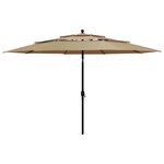 VIDAXL Parasol de jardin a 3 niveaux avec mat en aluminium taupe 3,5 m