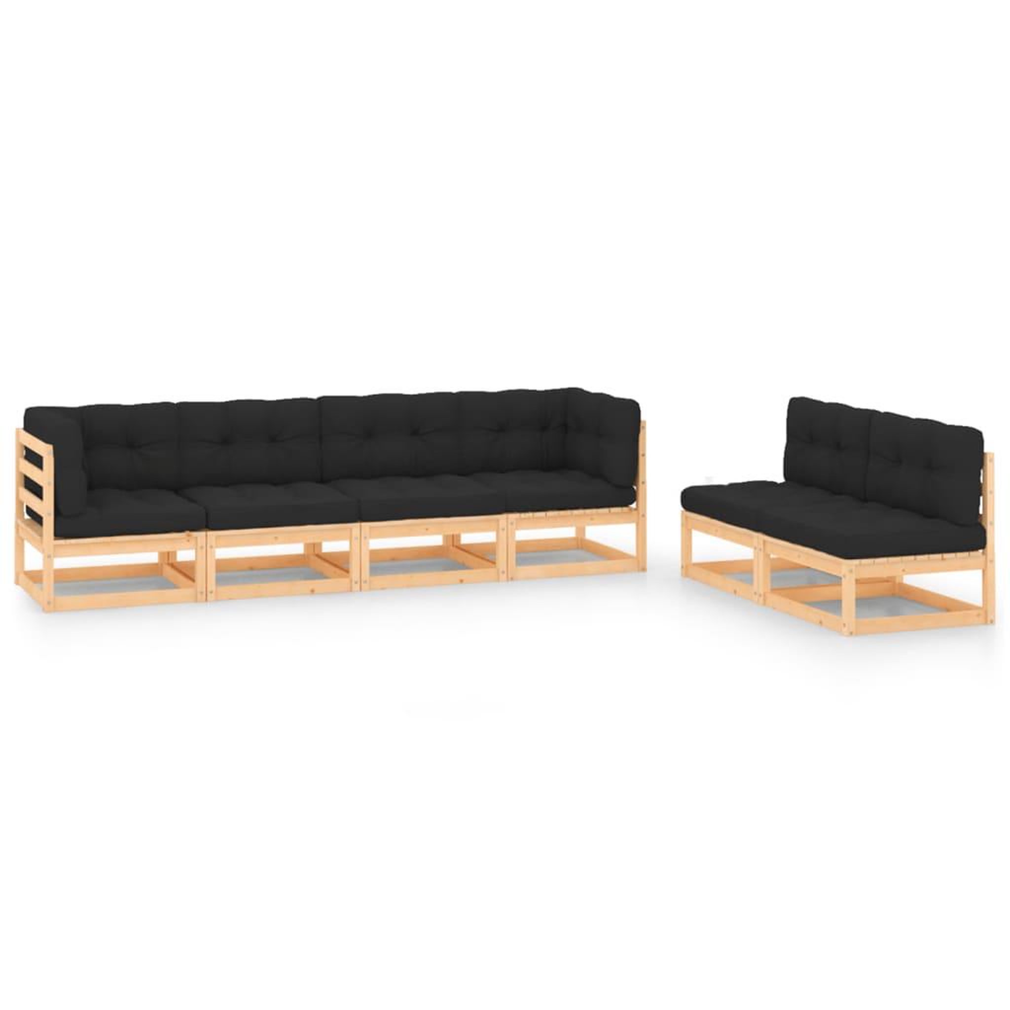 Voir la diapositive 1 : VIDAXL Salon de jardin 6 pcs avec coussins Bois de pin massif