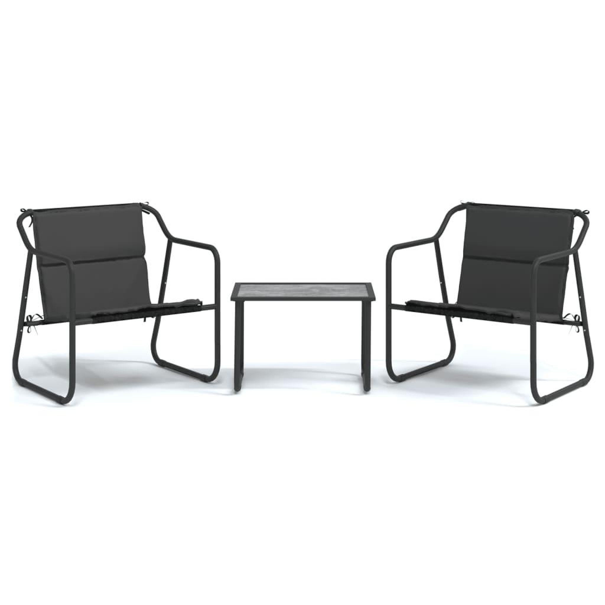 Voir la diapositive 2 : VIDAXL Salon de jardin avec coussins 3 pcs anthracite acier