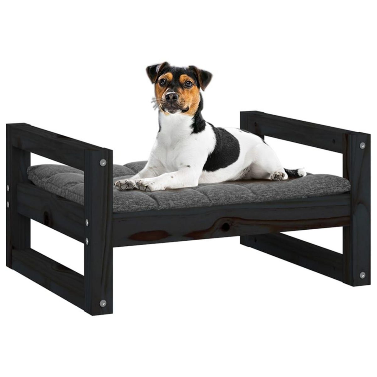 VIDAXL Lit pour chien Noir 55,5x45,5x28 cm Bois de pin solide