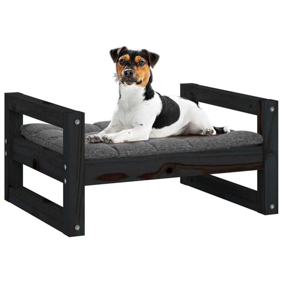 VIDAXL Lit pour chien Noir 55,5x45,5x28 cm Bois de pin solide