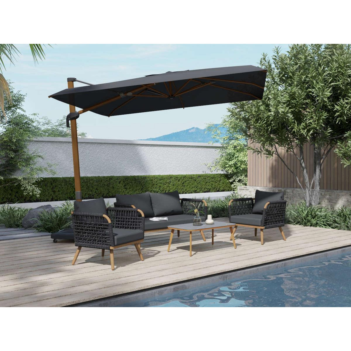 JARDIDECO Salon de jardin Taormina structure aluminium - 4 places - Jardideco