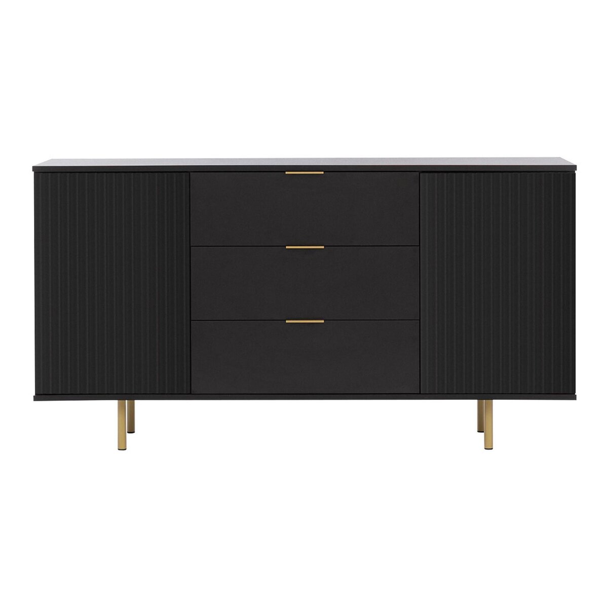 BEST MOBILIER Monica - buffet - noir - 3 tiroirs et 2 portes - 150 cm