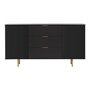 Voir la diapositive 3 : BEST MOBILIER Monica - buffet - noir - 3 tiroirs et 2 portes - 150 cm