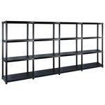 VIDAXL Etagere de rangement a 4 niveaux Noir 244x30,5x130 cm Plastique