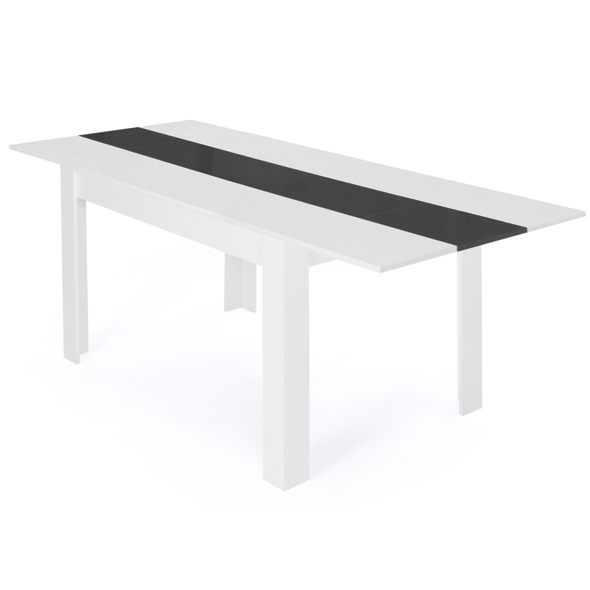 ID MARKET Table à manger extensible rectangle GEORGIA 6-10 personnes blanche et grise 140-220 x 90 cm