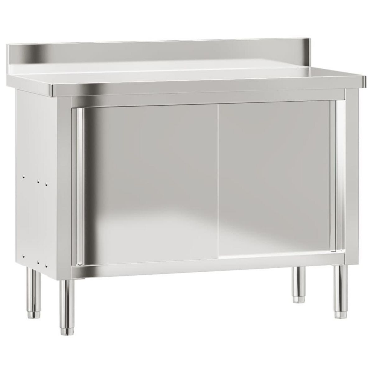 VIDAXL Table de travail de cuisine avec portes coulissantes inox