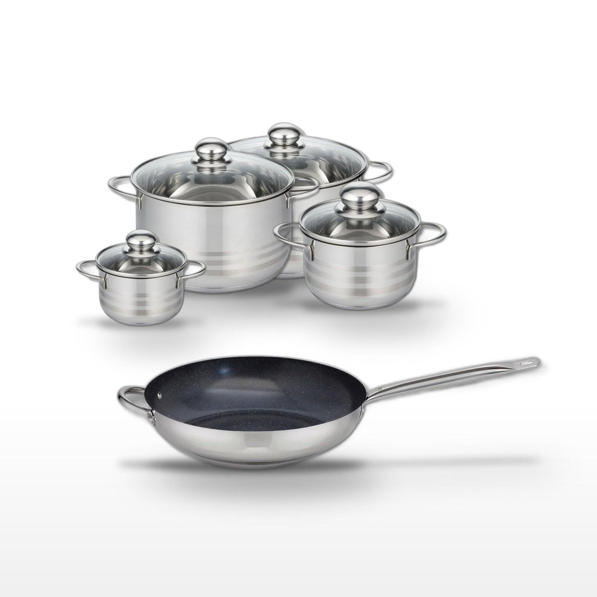 ELO Lot Poêle 32cm & 4 Faitouts 12/16/20/24cm Elo Profi Therm Platinum