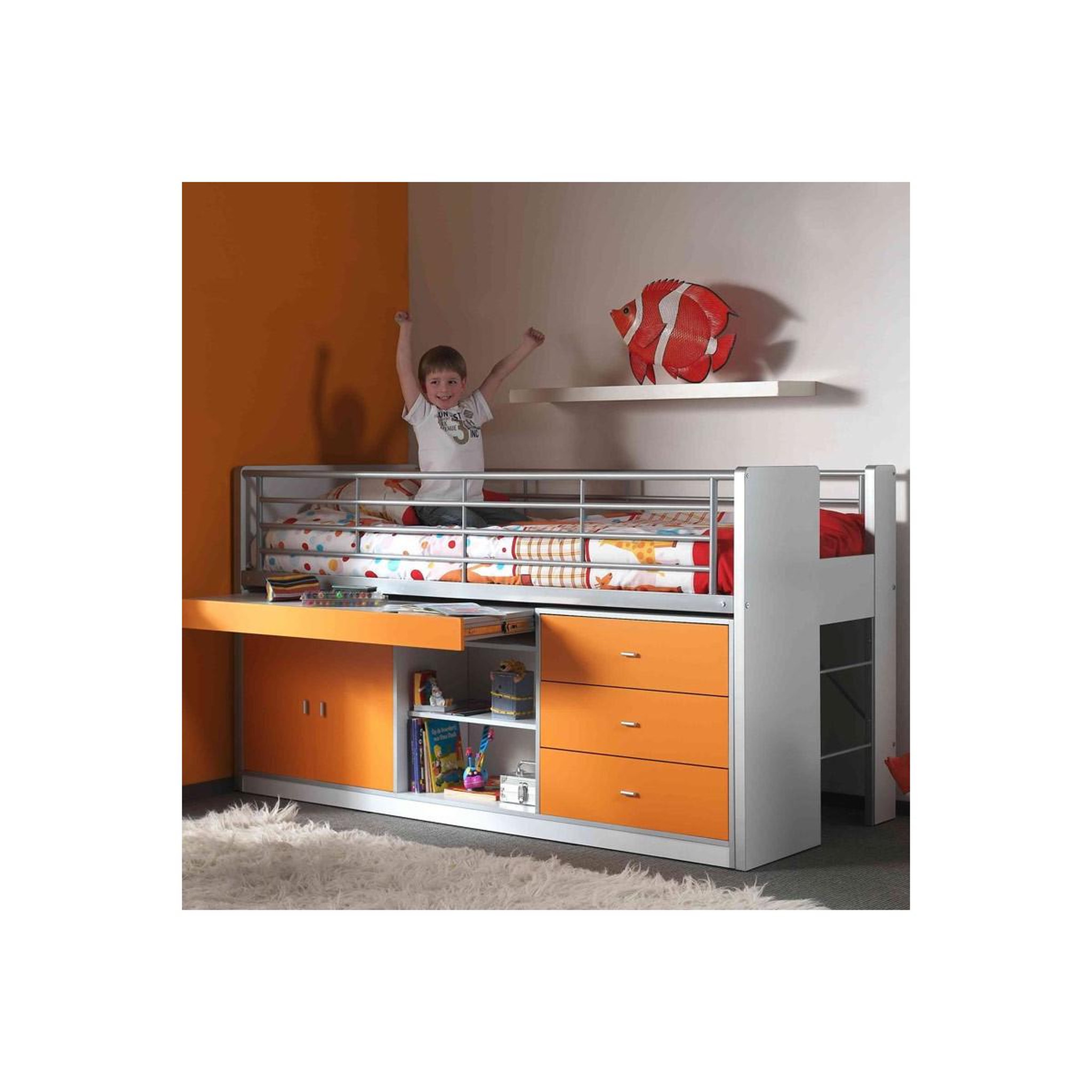 Voir la diapositive 4 : Paris Prix Lit combiné enfant  bonny  90x200cm orange