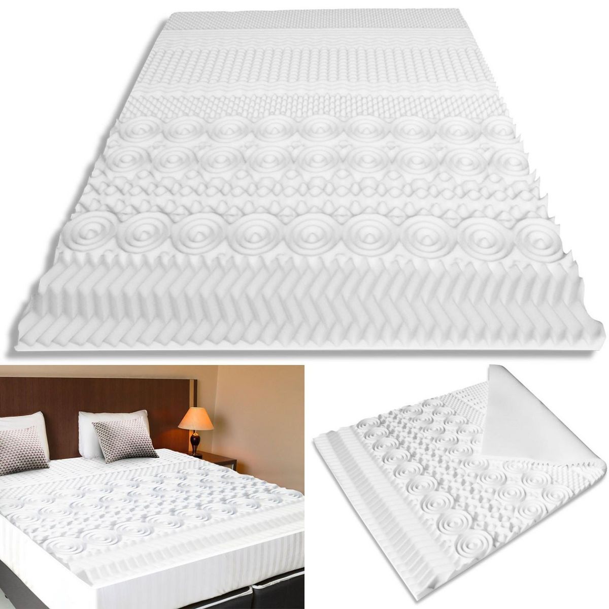 ID MARKET Surmatelas 140x190 CM ELIAS mousse mémoire de forme 10 zones