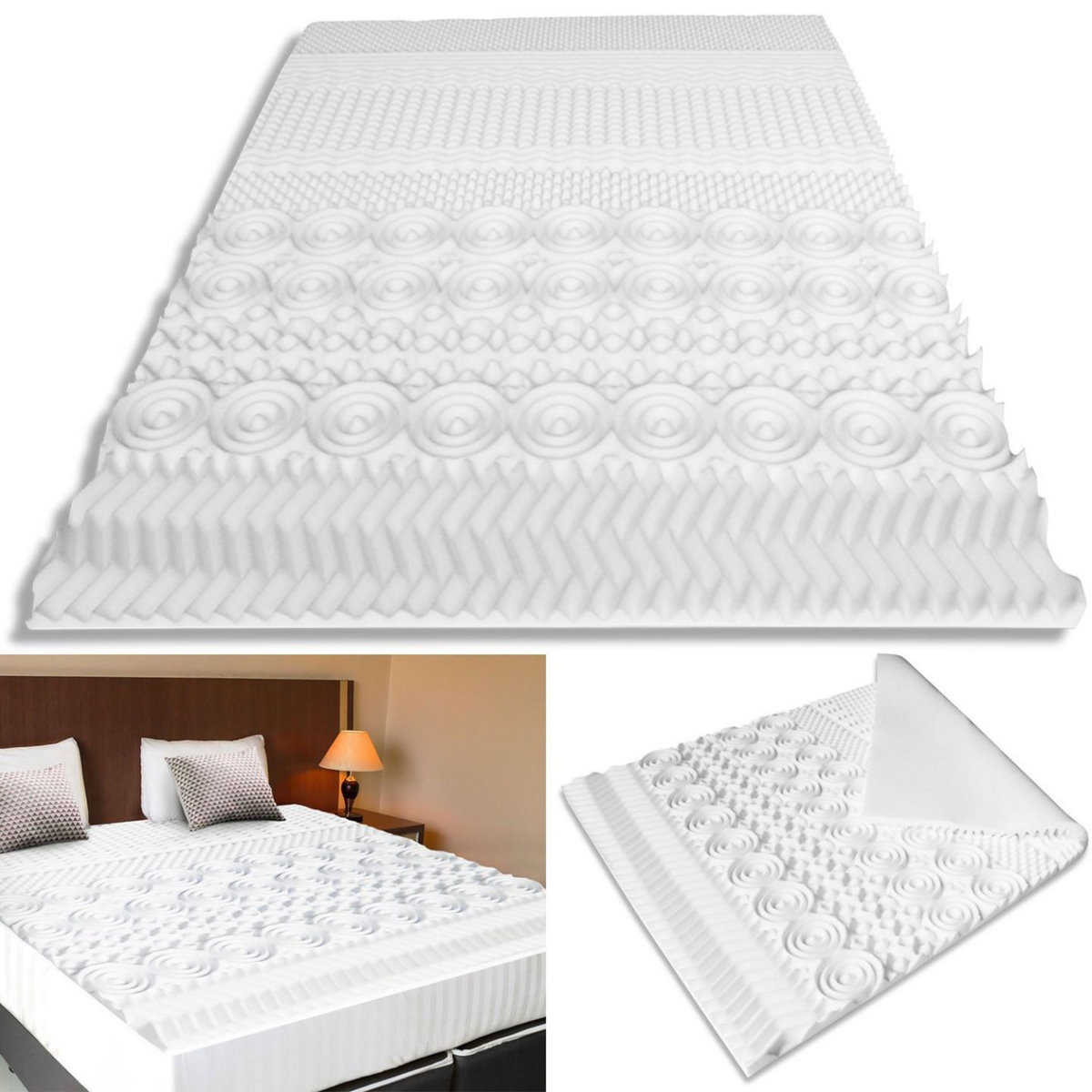 ID MARKET Surmatelas 140x190 CM ELIAS mousse mémoire de forme 10 zones