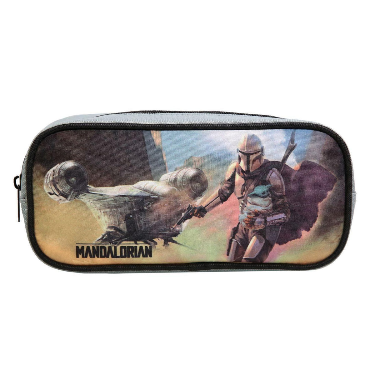 Bagtrotter Trousse scolaire rectangulaire Star Wars / The Mandalorian Noire et Grise Bagtrotter