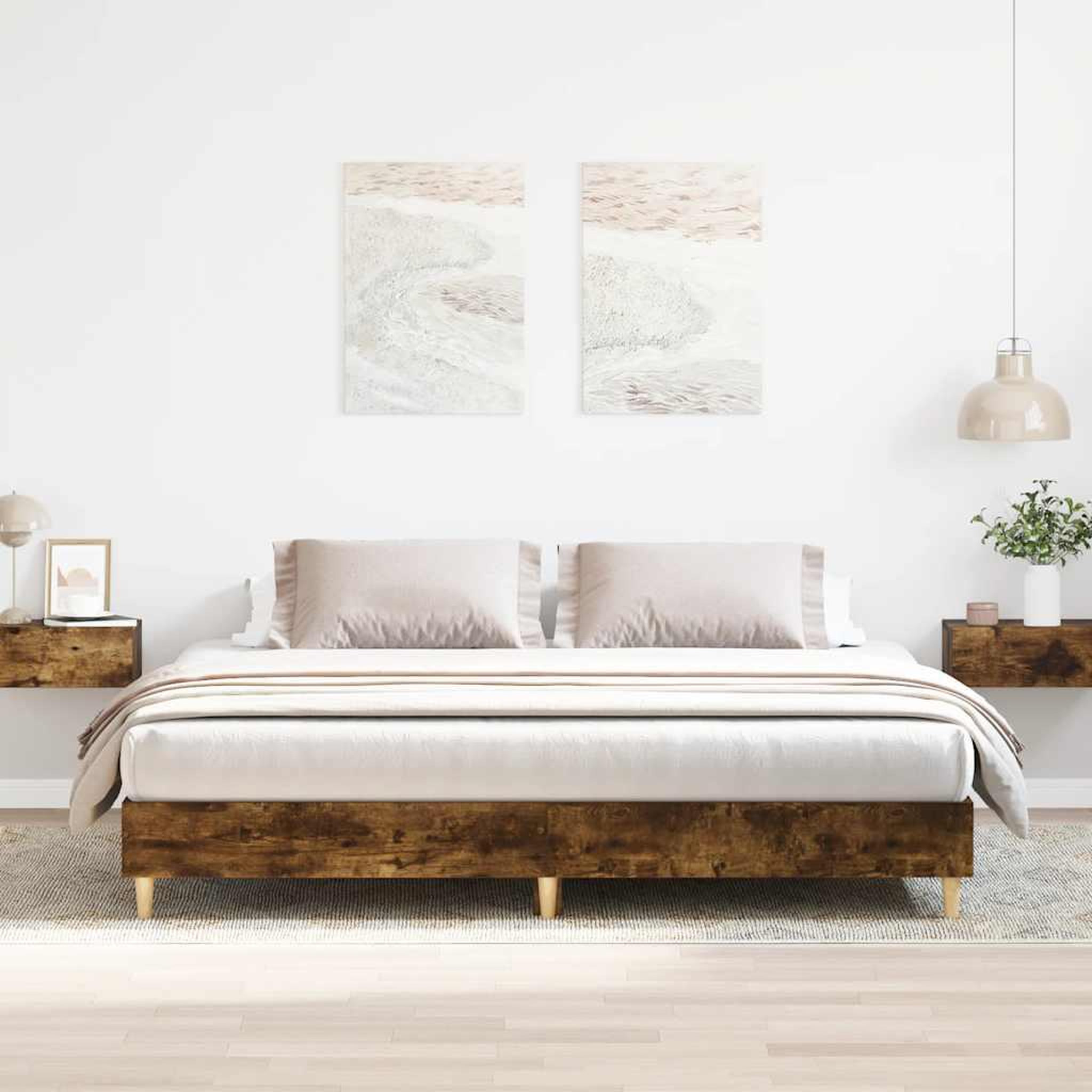 VIDAXL Cadre de lit sans matelas chene fume 160x200 cm bois ingenierie