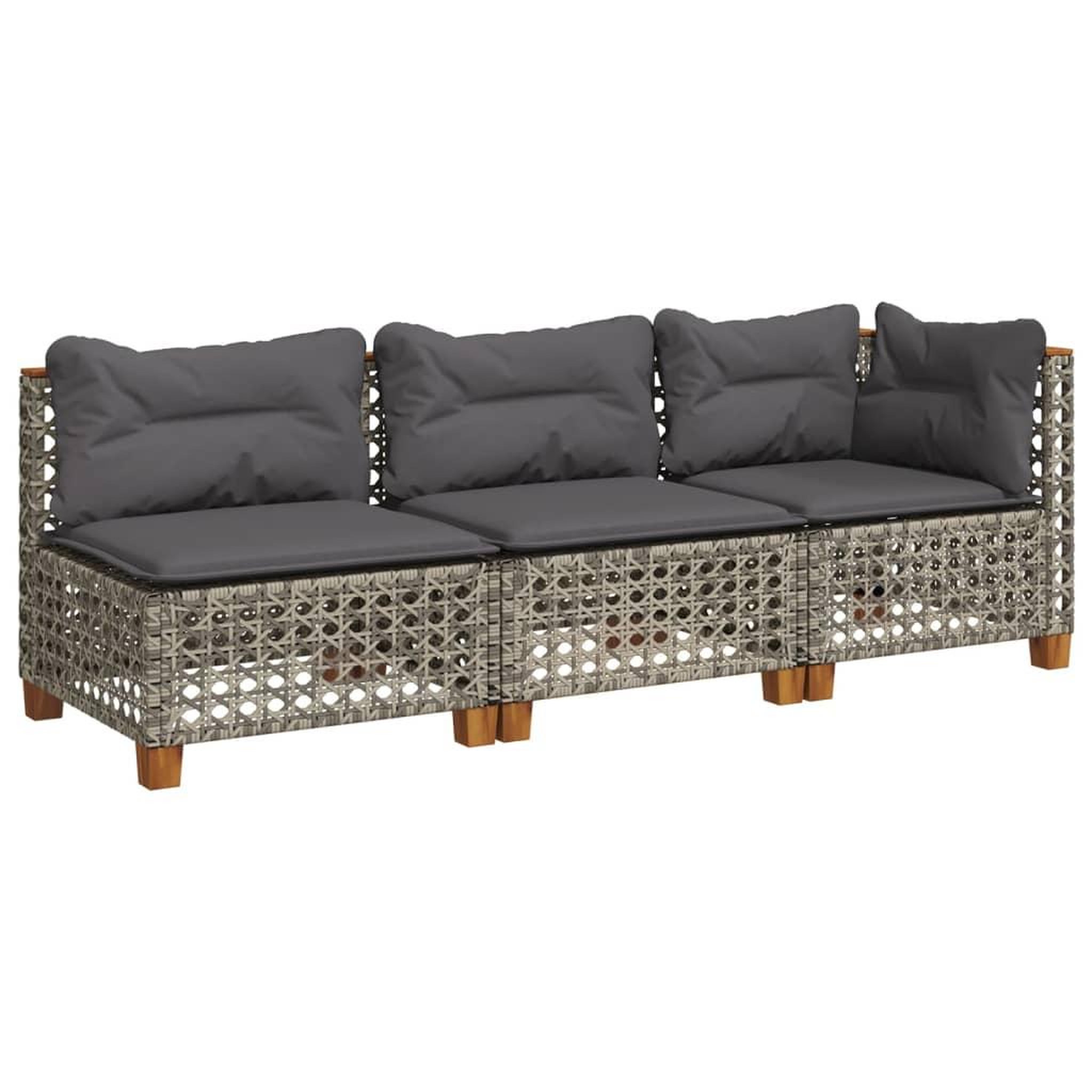 Voir la diapositive 2 : VIDAXL Canape de jardin avec coussins 3 places gris resine tressee
