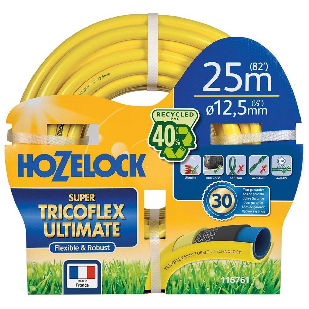 Hozelock Tuyau d'arrosage multi usage Super Tricoflex Ultimate 15mm - 15m - jaune