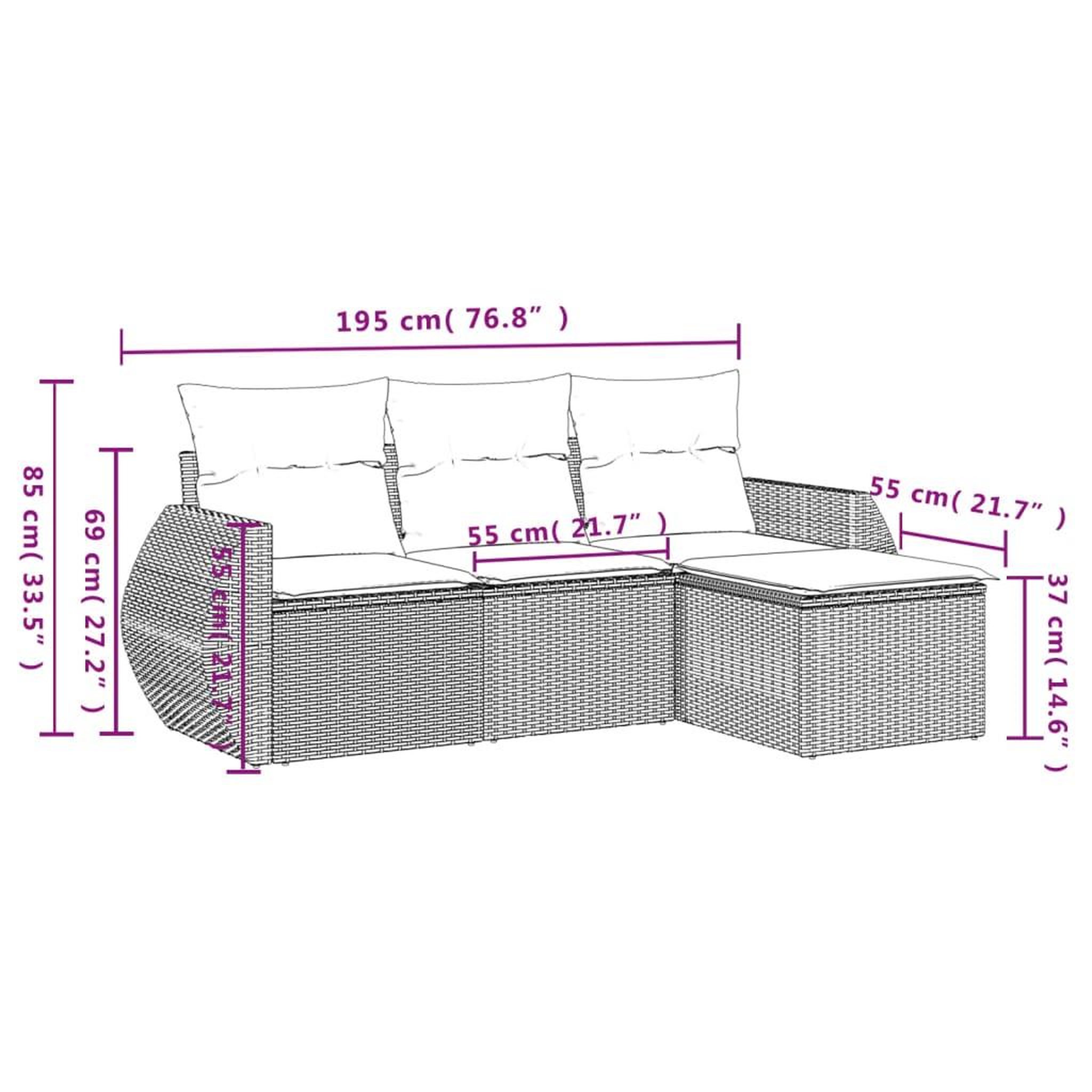 Voir la diapositive 6 : VIDAXL Salon de jardin 4 pcs avec coussins marron resine tressee
