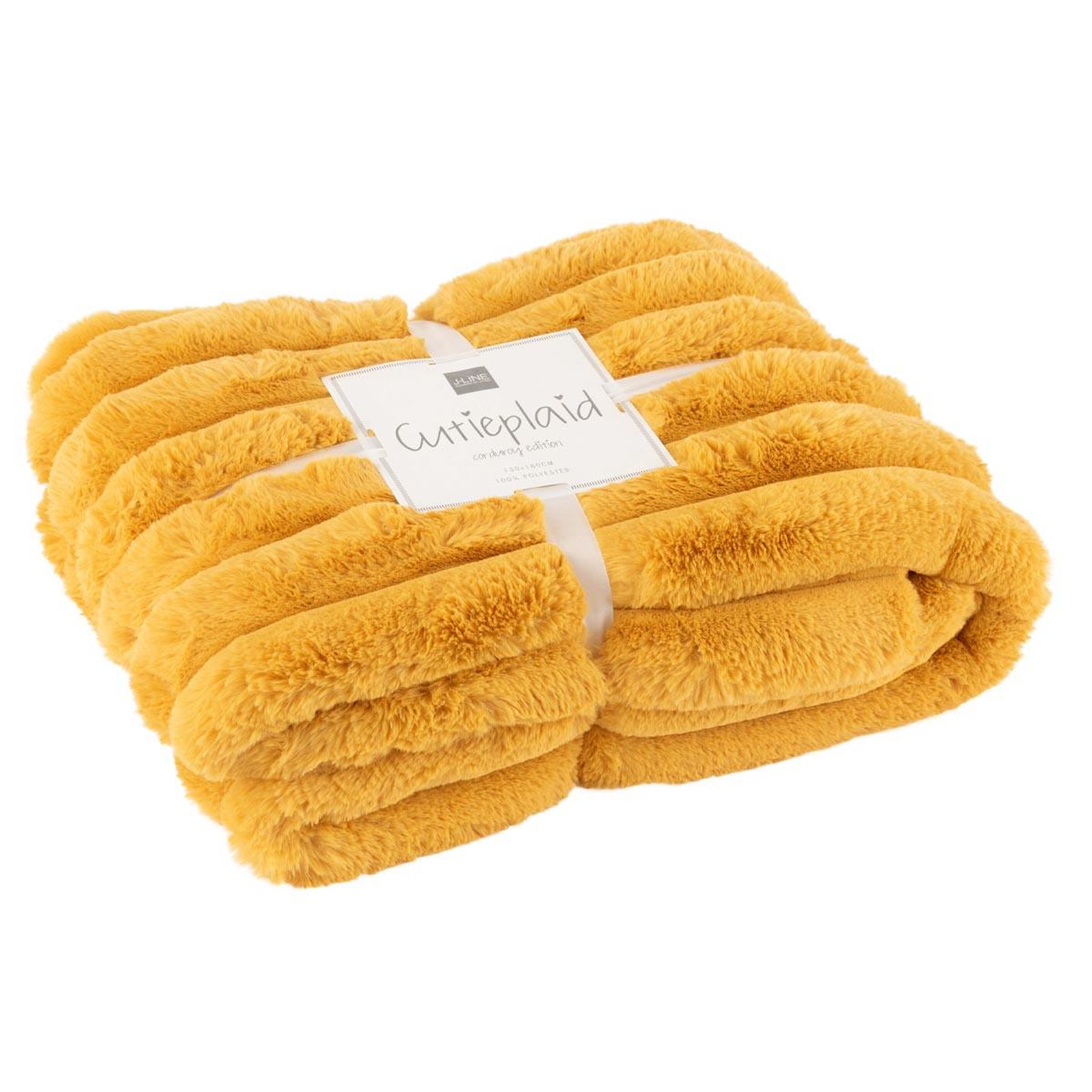 J-LINE Plaid design uni  corduroy  130x180cm ocre clair