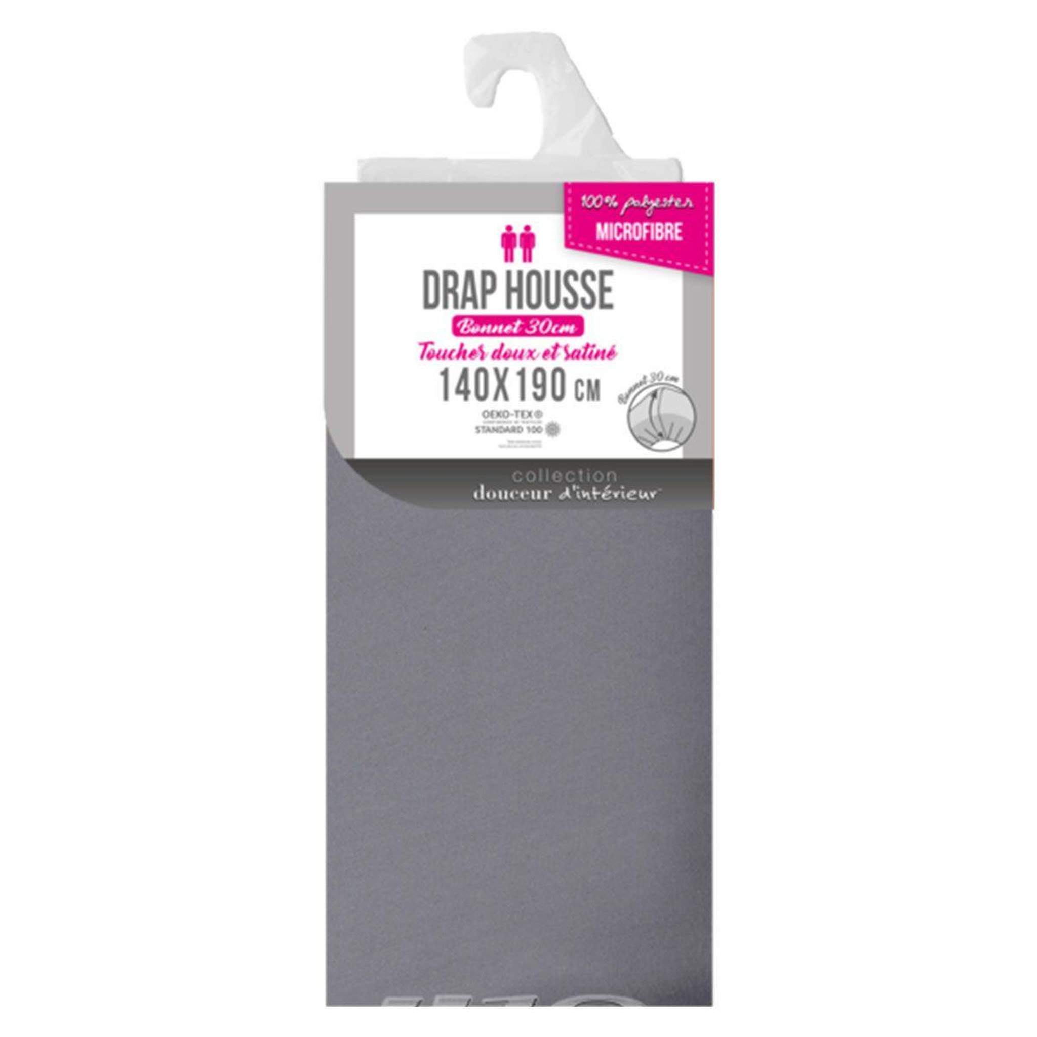 Voir la diapositive 2 : Douceur d'Intérieur Drap housse microfibre  oscar  140x190cm anthracite