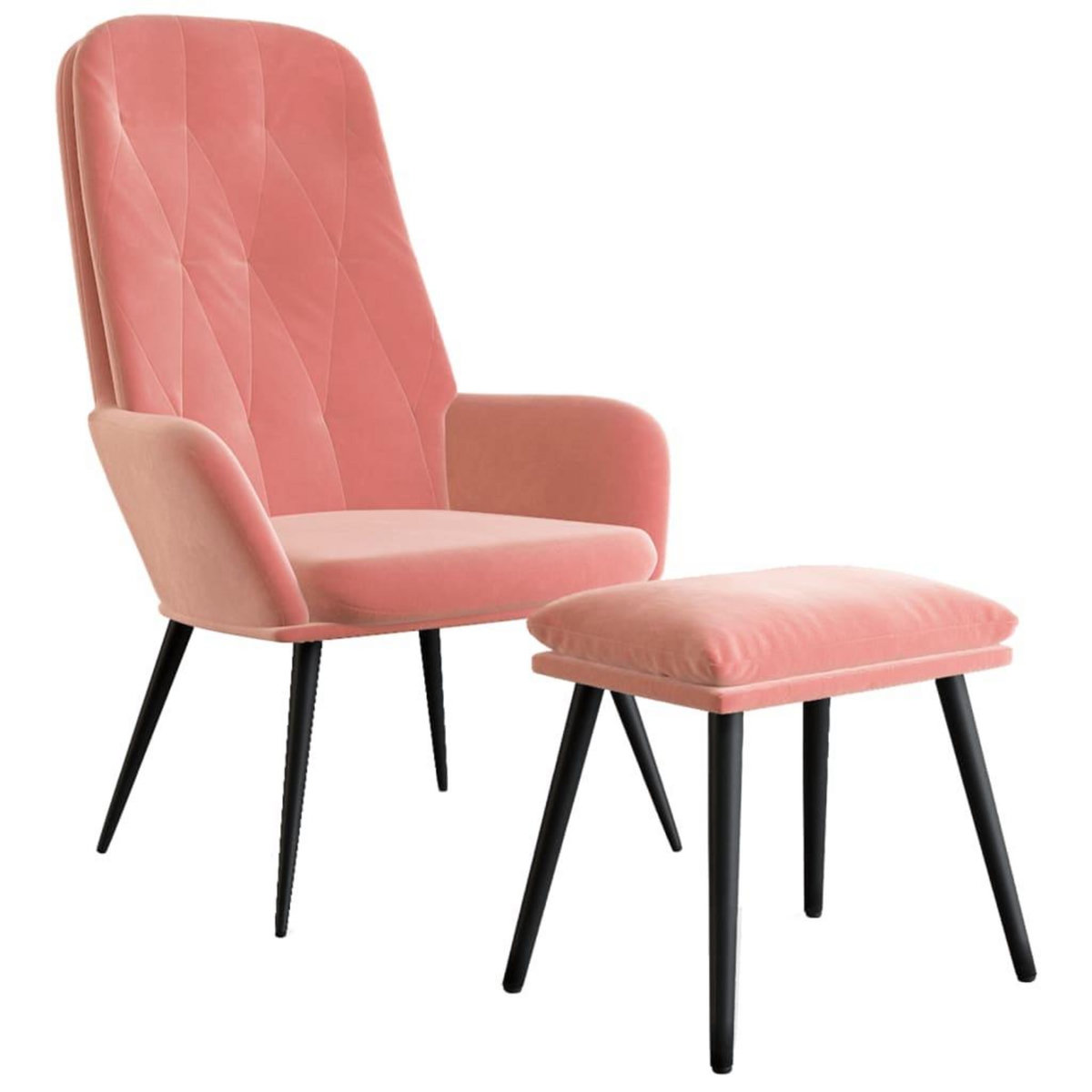 VIDAXL Chaise de relaxation avec repose-pied Rose Velours