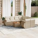 VIDAXL Salon de jardin avec coussins 9 pcs beige resine tressee