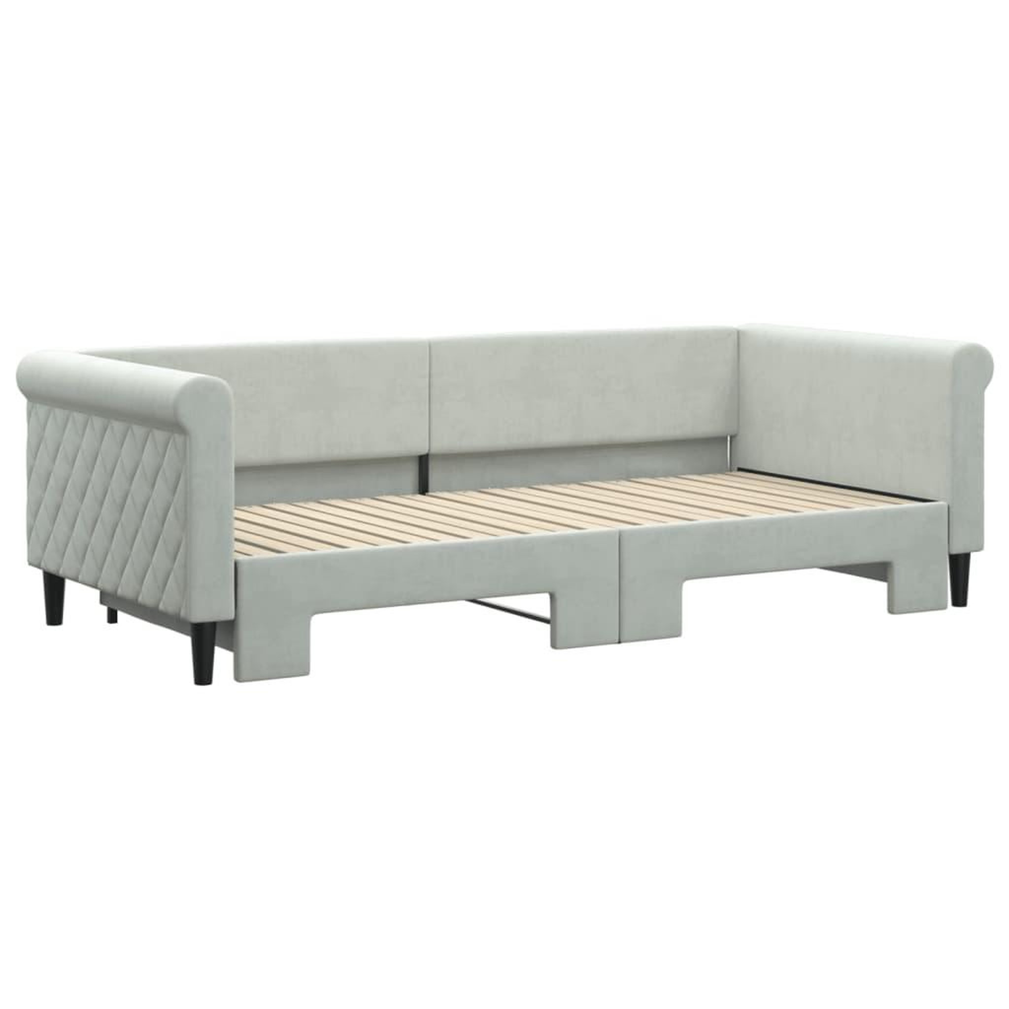 Voir la diapositive 3 : VIDAXL Lit de jour avec gigogne sans matelas gris clair 90x200 cm