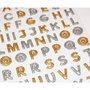 Voir la diapositive 1 : GLOBAL GIFT 95 Autocollants réutilisables - Relief 3D - Alphabet et chiffres - Paillettes dorées et argentées