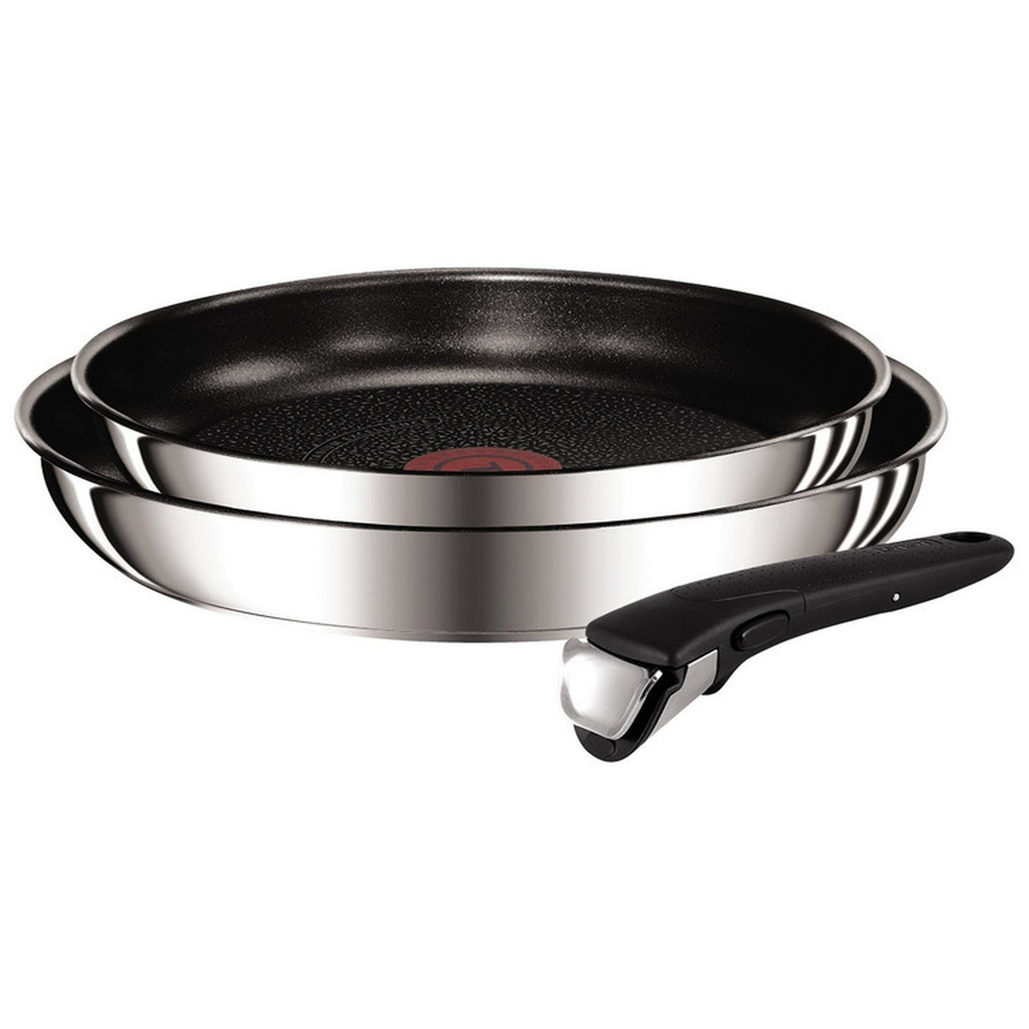 Voir la diapositive 1 : TEFAL Lot de 2 poêles 24/28cm inox + poignée - l9409202