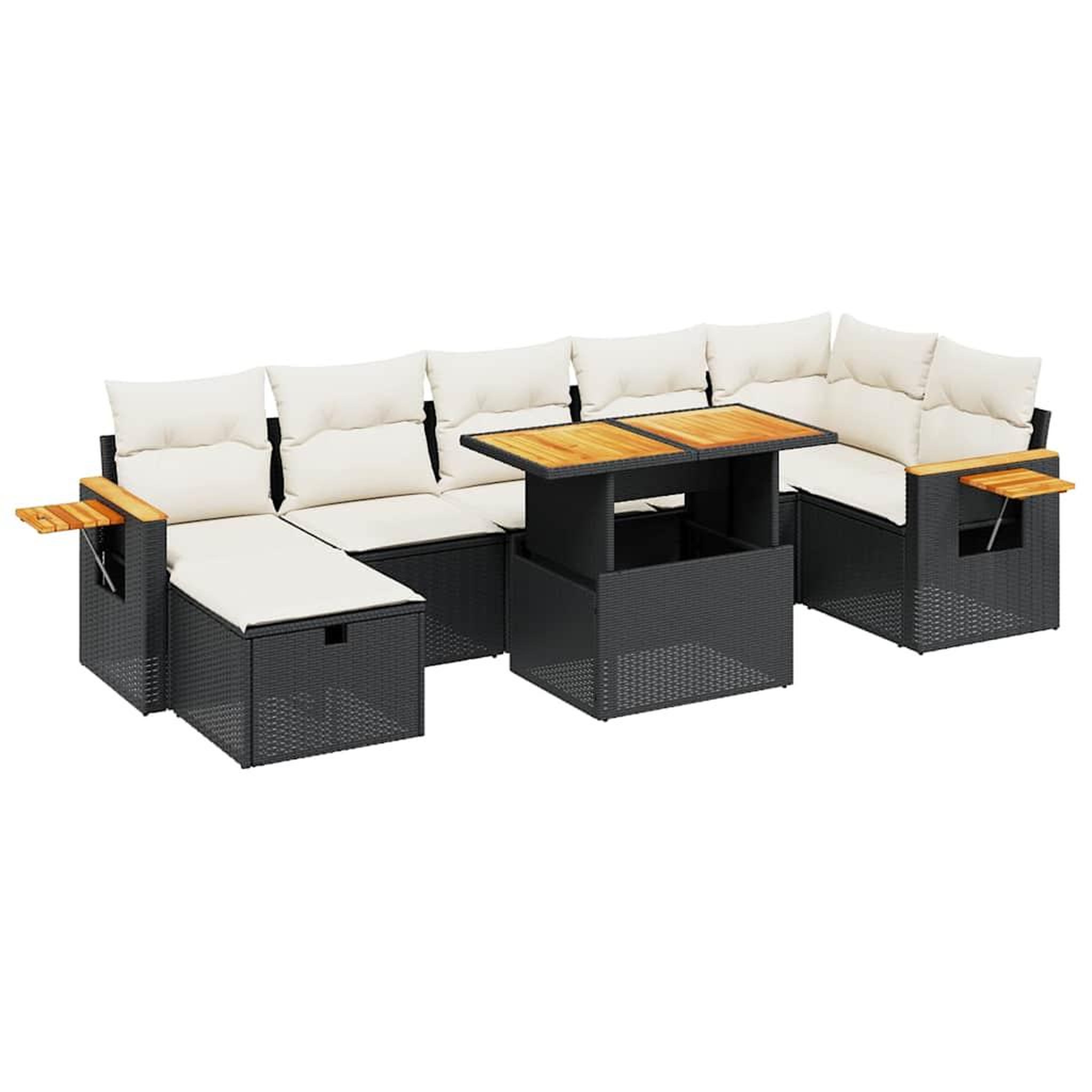 Voir la diapositive 2 : VIDAXL Salon de jardin 8 pcs avec coussins noir resine tressee