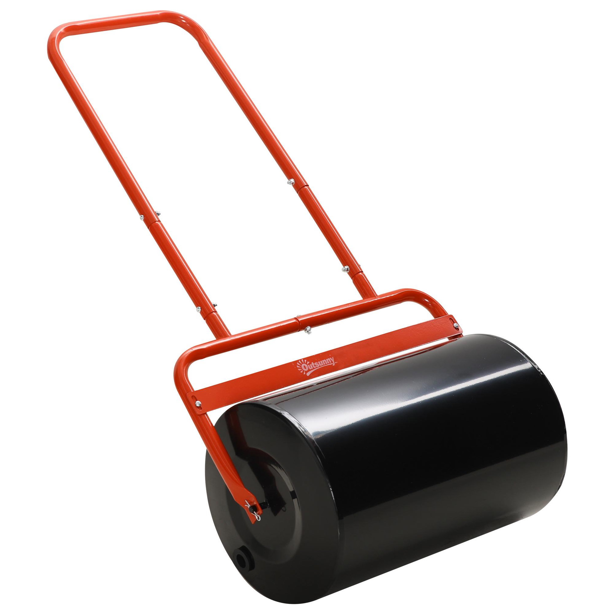 Voir la diapositive 1 : OUTSUNNY Rouleau à gazon jardin en acier avec poignée dim. 59l x 32l x 113h cm lestage max. 38 l rouge noir