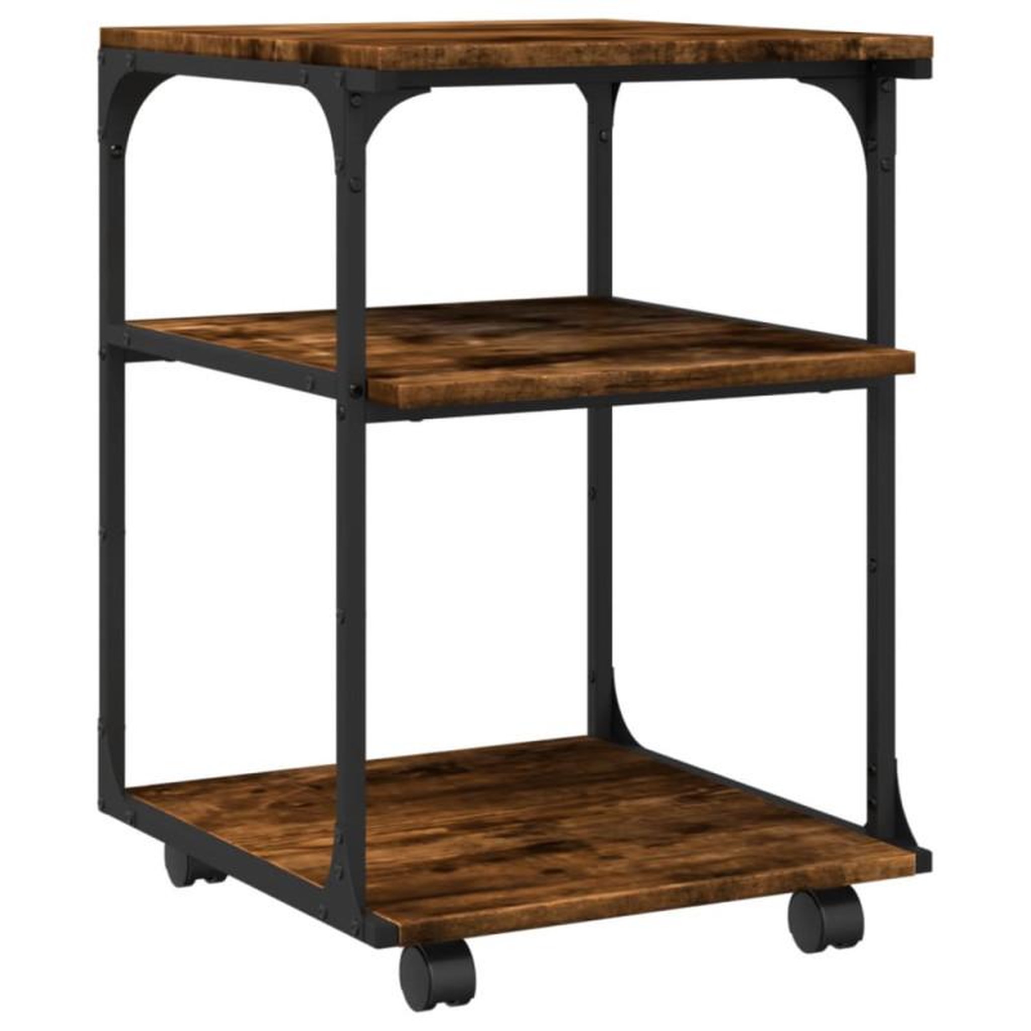 Voir la diapositive 2 : VIDAXL Support d imprimante à 3 niveaux chêne fumé 43x48x64 cm