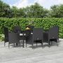 Voir la diapositive 1 : VIDAXL Ensemble a manger de jardin avec coussins 7 pcs Noir