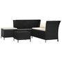 Voir la diapositive 3 : VIDAXL Salon de jardin 4 pcs avec coussins Noir Resine tressee