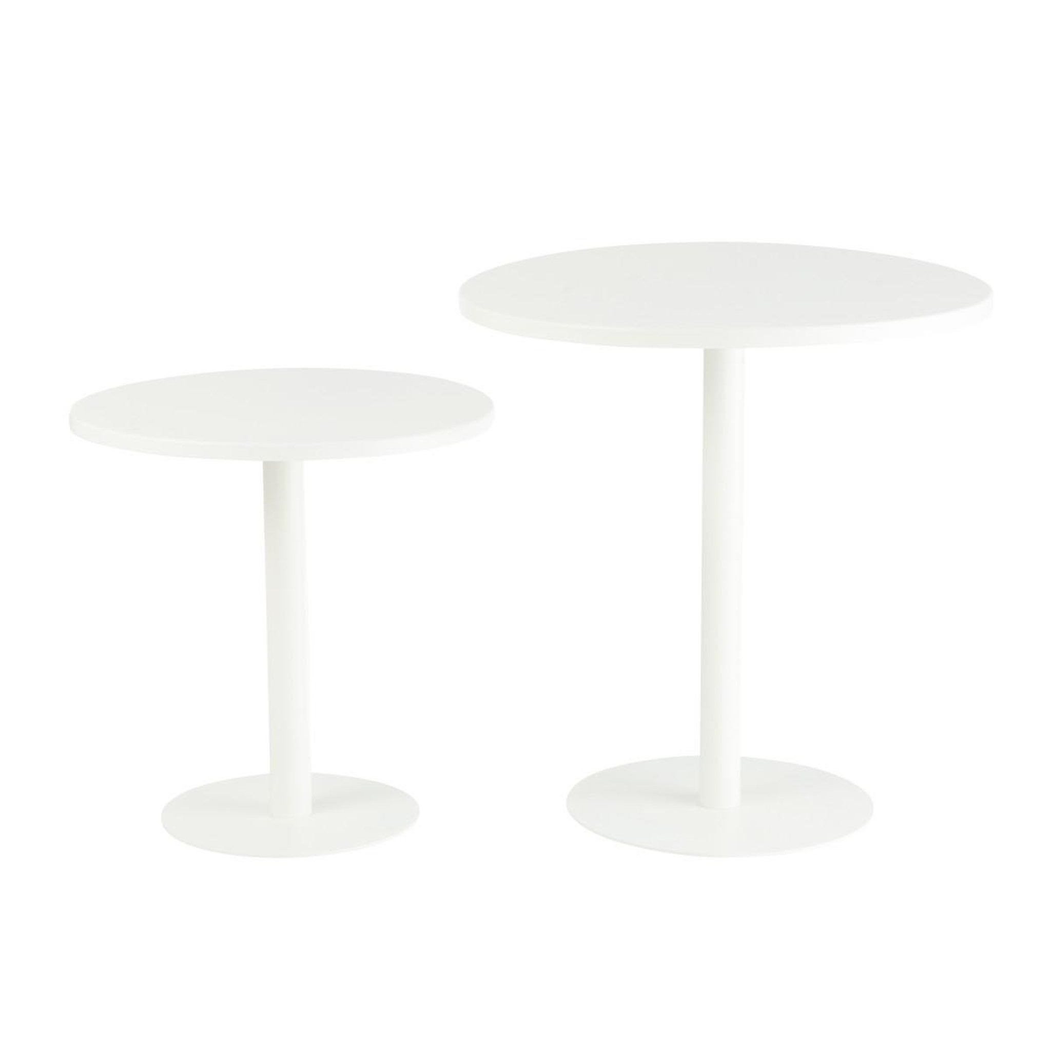 Voir la diapositive 2 : J-LINE Lot de 2 Tables d'Appoint en Métal  Ice  50cm Blanc