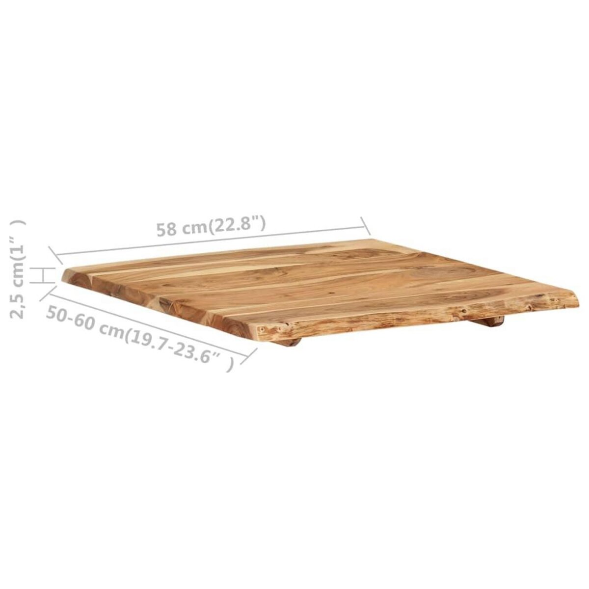 VIDAXL Dessus de table Bois d'acacia massif 58x(50-60)x2,5 cm