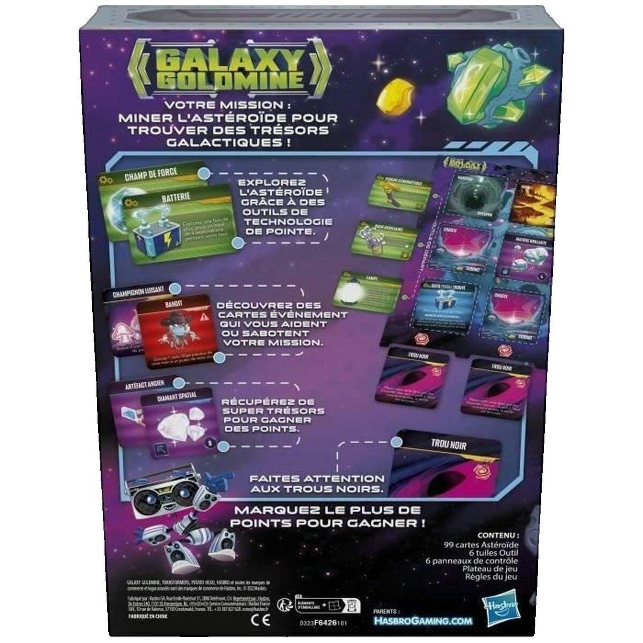 Voir la diapositive 2 : HASBRO Jeu de cartes Hasbro Galaxy Goldmine coloré
