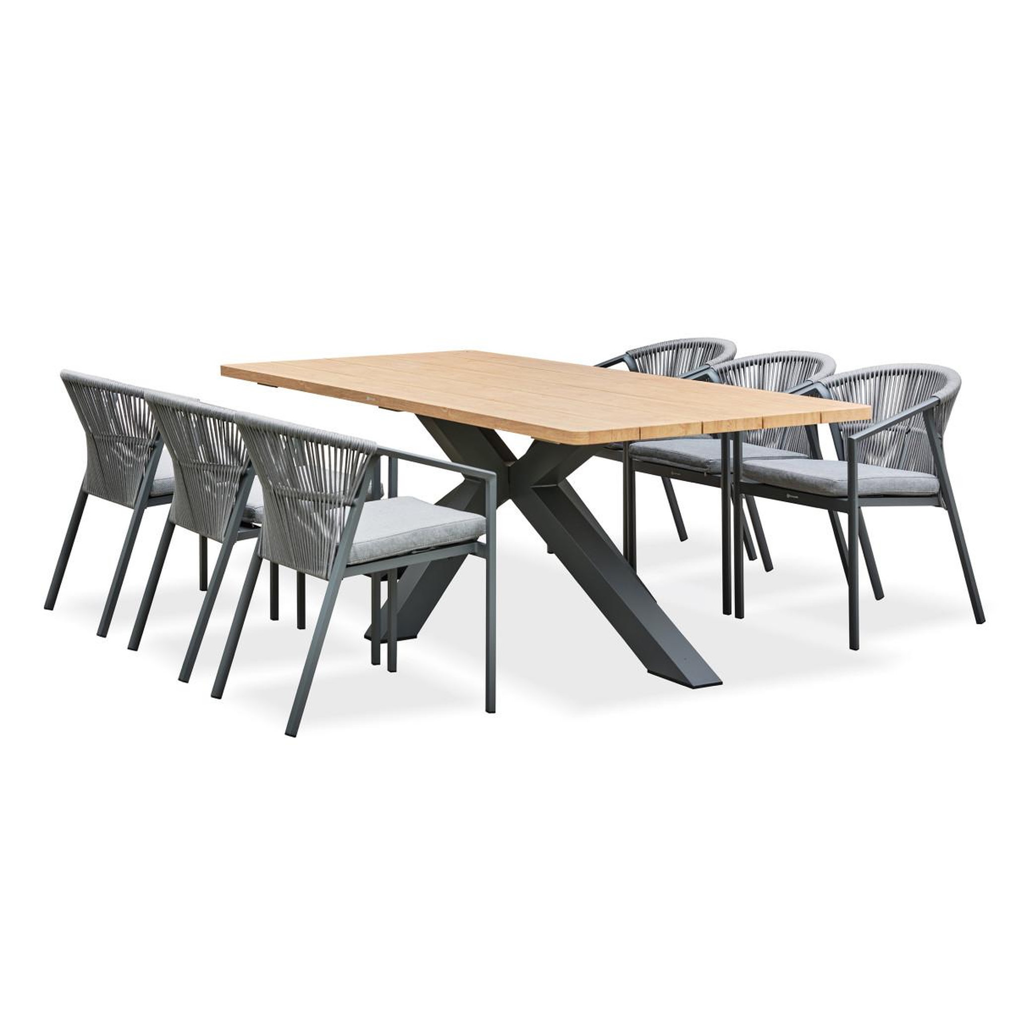 Voir la diapositive 2 : Paris Prix Ensemble Table de Jardin & 6 Fauteuils  Kelia & Gambi  220cm Anthracite