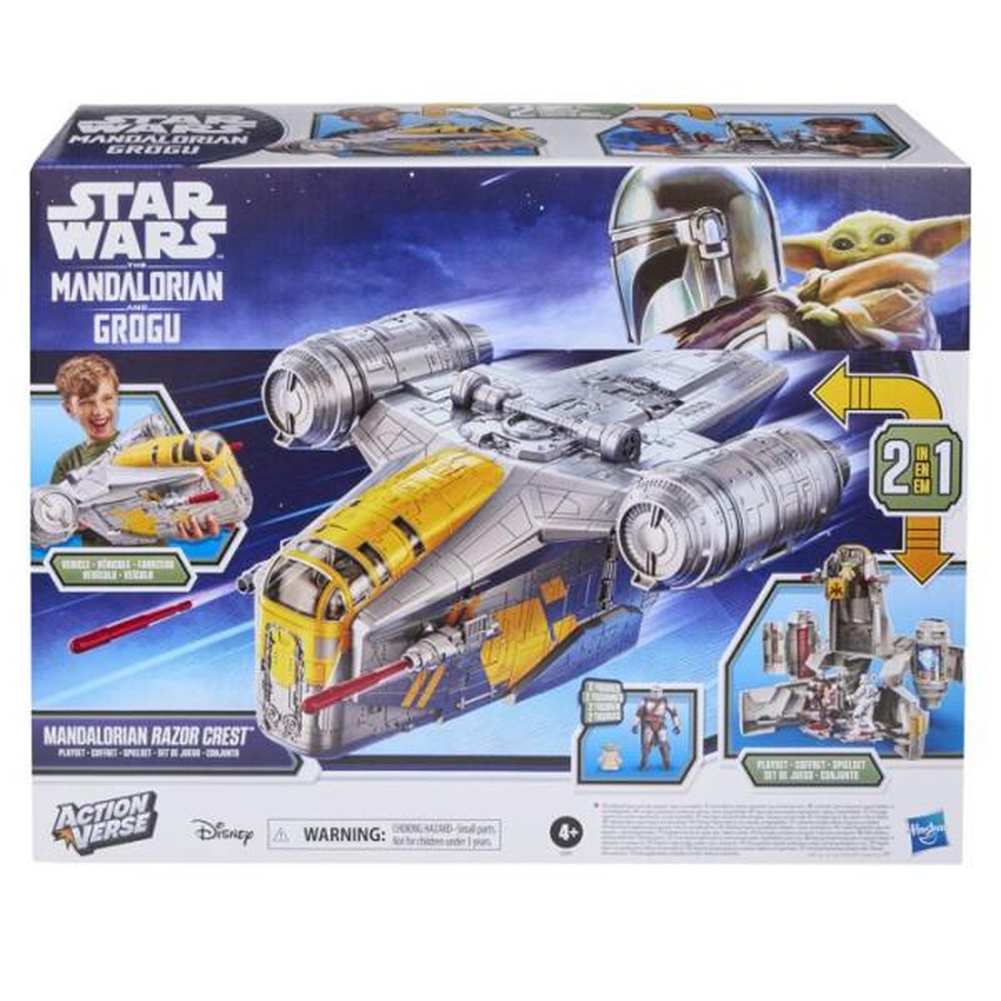 Voir la diapositive 4 : HASBRO Véhicule Mandalorian Razor Crest et coffret 2-en-1 de 35 cm et figurines Mandalorien et Grogu, jouets pour enfants, dès 4 an