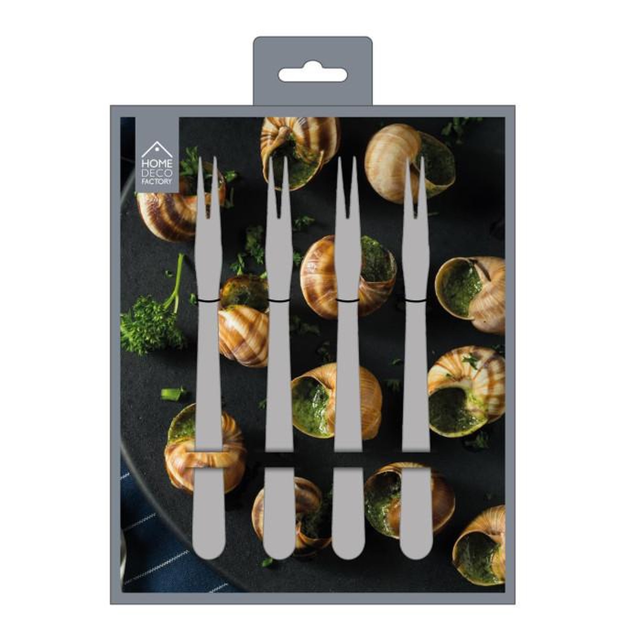 Voir la diapositive 3 : The Home Deco Factory Lot de 4 fourchettes à escargot  métal  13cm argent
