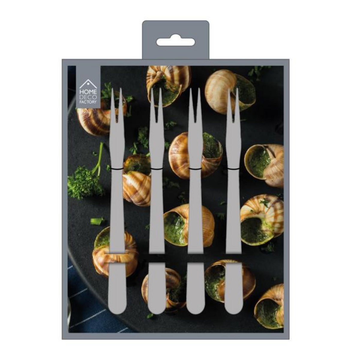 Paris Prix Lot de 4 Fourchettes à Escargot  Métal  13cm Argent