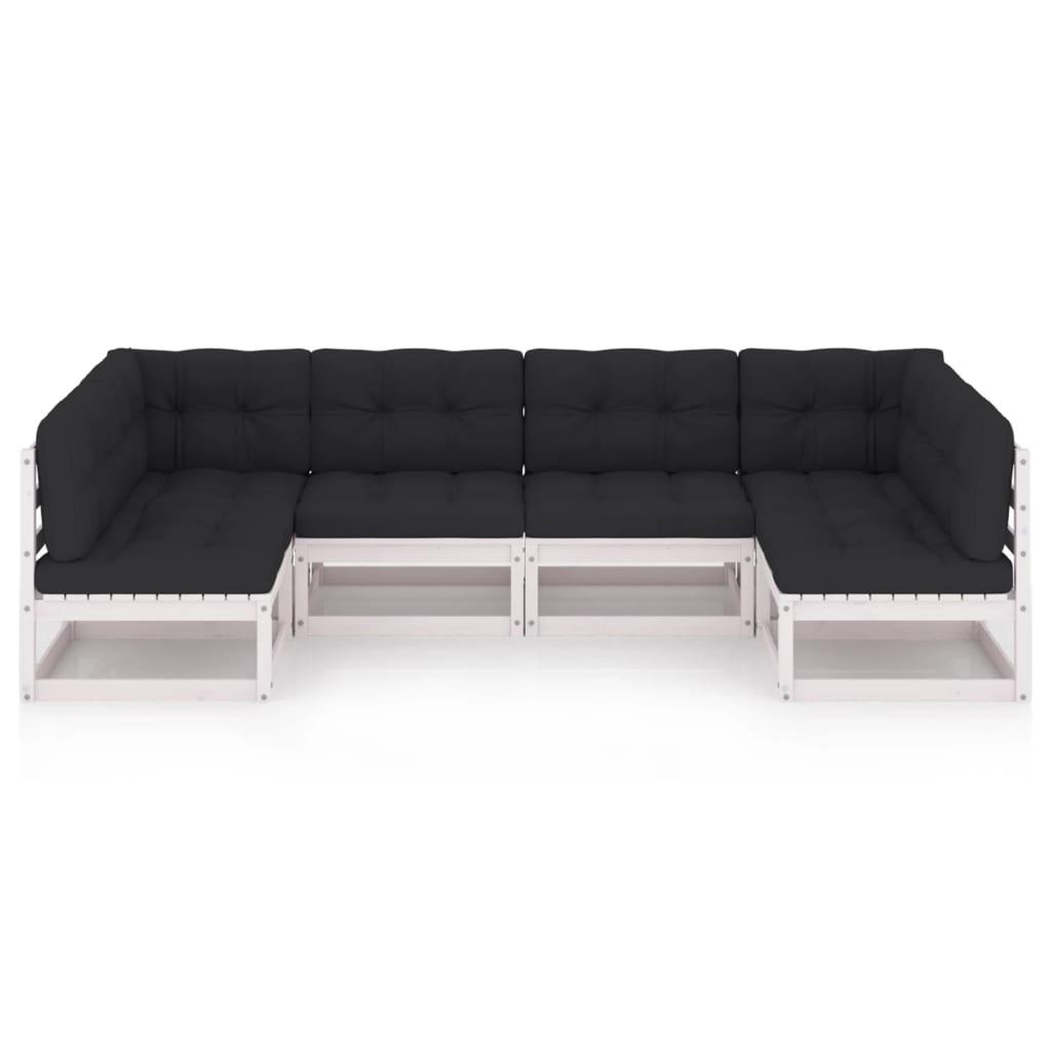 Voir la diapositive 3 : VIDAXL Salon de jardin avec coussins 6 pcs blanc bois de pin massif