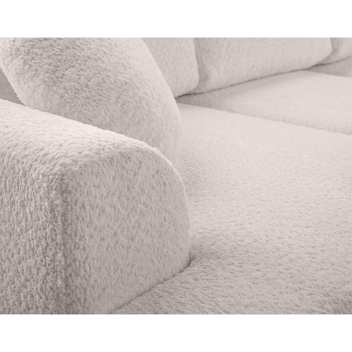 BEST MOBILIER Candela - canapé d'angle droit 4 places - convertible avec coffre - en tissu bouclette