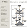 Voir la diapositive 6 : tectake Arbre à chat 204 cm avec griffoir et plateforme d'escalade gris/blanc