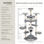 Voir la diapositive 6 : tectake Arbre à chat 204 cm avec griffoir et plateforme d'escalade gris/blanc